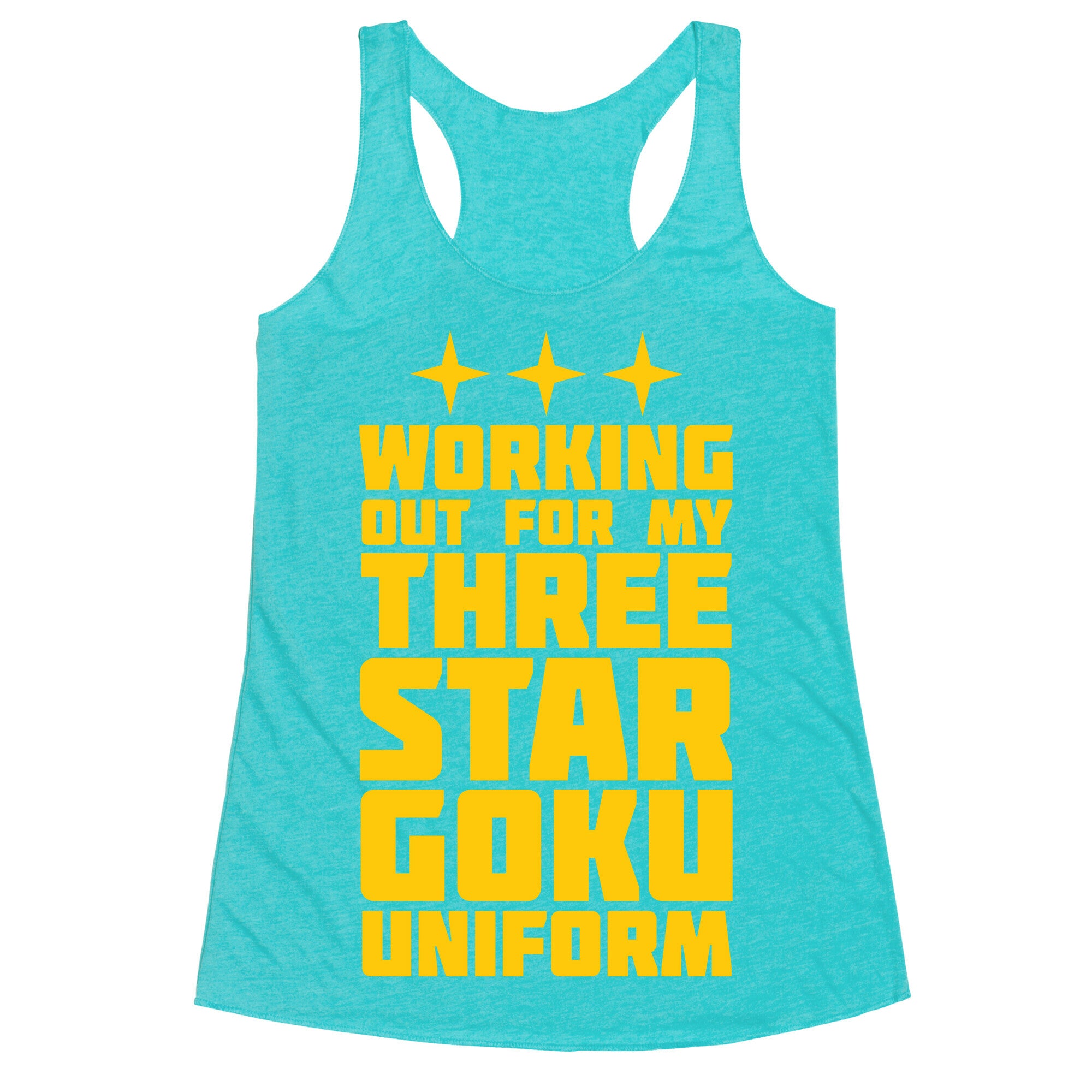 Working Out for My Three Star Goku Uniform Racerback Tank